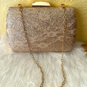Vintage gold evening shoulder bag | clutch bag, EUC